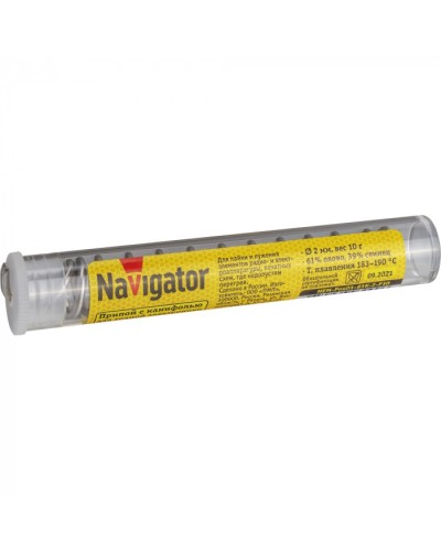 Припой Navigator 93 099 NEM-Pos01-61K-2-F10 (ПОС-61, колба, 2 мм, 10 гр) в Балашихе Аксессуары для кабель-канала Pintop.ru