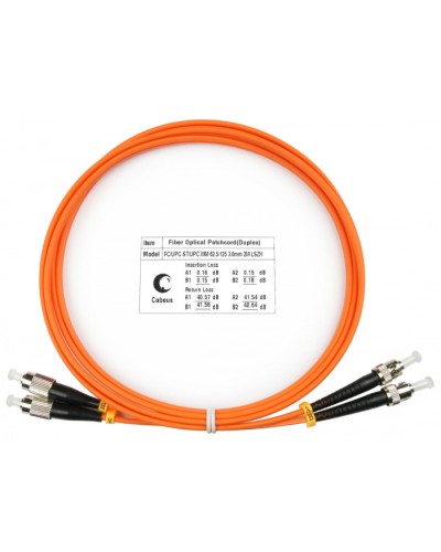 Шнур оптический duplex FC-ST 62,5/125 mm 1,5м LSZH Cabeus FOP-62-FC-ST-1,5m в Балашихе Патч-корды оптические Pintop.ru