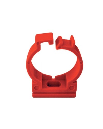 Держатель с защелкой для труб D25мм, АБС, цвет красный Экопласт (49625-50) в Балашихе Держатели, клипсы, скобы Pintop.ru