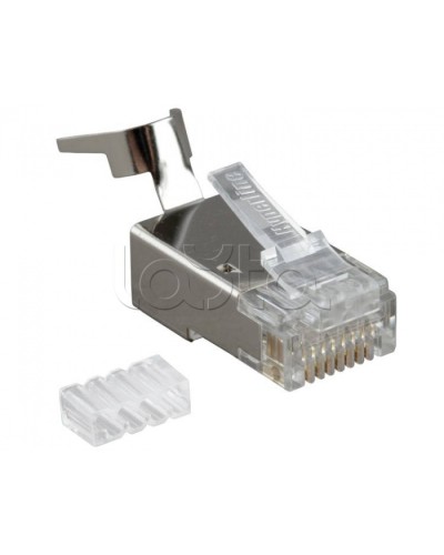 Разъем RJ-45(8P8C) под витую пару, категория 6A, экранированный, со вставкой Hyperline PLUG-8P8C-UV-C6A-SH-50 в Балашихе Коннекторы и разъемы Pintop.ru