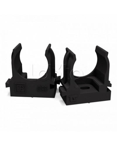 Крепеж-клипса для труб атмосферостойкая для монтажного пистолета черная в п/э d20 мм (100шт/900шт уп/кор) Промрукав (PR13.0406) в Балашихе Держатели, клипсы, скобы Pintop.ru