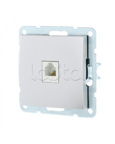 Розетка телефонная RJ-12 с накладкой (серебристый металлик) LK60 Экопласт (865503-1) в Балашихе Розетки компьютерные и телефонные Pintop.ru