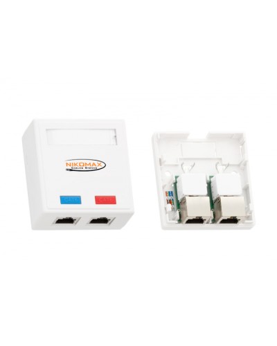 Розетка RJ45 2 порта, кат.5e белая NIKOMAX (NMC-WO2SD2-FT-ST-WT) в Балашихе Розетки компьютерные и телефонные Pintop.ru