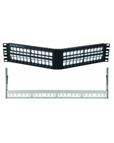 Коммутационная угловая панель 19” наборная, FTP, 2U, 48 портов, черный Eurolan (27A-00-48BL) в Балашихе Патч-панели Pintop.ru