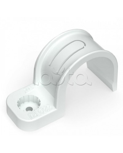 Крепеж-скоба пластиковая односторонняя для прямого монтажа белая в п/э д32 Промрукав (PR13.0379) в Балашихе Держатели, клипсы, скобы Pintop.ru