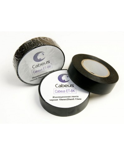 Лента изоляционная (черная) Cabeus ET-BK в Балашихе Аксессуары для кабель-канала Pintop.ru