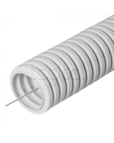 Труба ПВХ гибкая гофрированная д.25мм, лёгкая с протяжкой, 50м, цвет серый Cabeus (FCPL-25-PVC-050-1-GY) в Балашихе Труба гофрированная Pintop.ru
