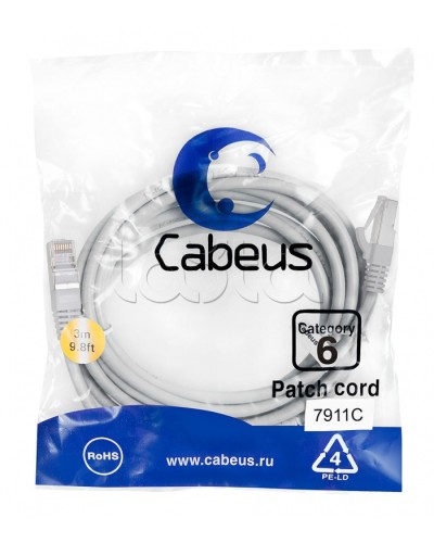 Патч-корд Cabeus PC-FTP-RJ45-CAT.6-3M-LSZH в Балашихе Патчкорды (медные) Pintop.ru
