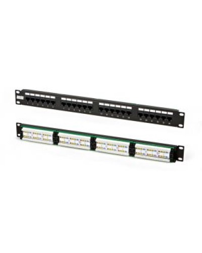 Патч-панель высокой плотности 19, 0.5U, 24 порта RJ-45, категория 5e, Dual IDC Hyperline PPHD-19-24-8P8C-C5e-110D в Балашихе Патч панель Pintop.ru