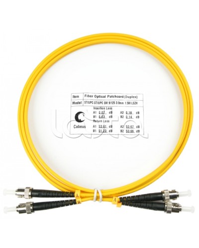 Шнур оптический duplex ST-ST 9/125 sm 1,5м LSZH Cabeus FOP(d)-9-ST-ST-1,5m в Балашихе Патч-корды оптические Pintop.ru