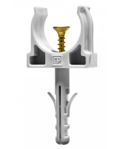 Крепеж-клипса с дюбелем и саморезом серая д20 в малой упаковке (10шт/900шт уп/кор) Промрукав (PR13.0308) в Балашихе Крепеж: Дюбели, шурупы, саморезы Pintop.ru