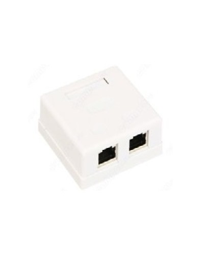 Розетка компьютерная RJ-45 (8P8C), категория 5e, двойная, внешняя (настенная), Dual IDC, белая в Балашихе Розетки компьютерные и телефонные Pintop.ru