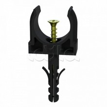 Крепеж-клипса с дюбелем и саморезом черная д32 (25шт/500шт уп/кор) Промрукав (PR13.0222)