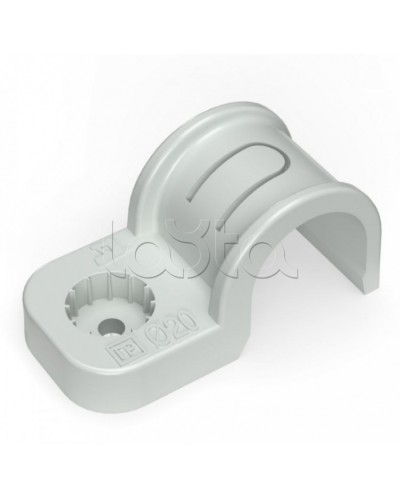 Крепеж-скоба пластиковая односторонняя для прямого монтажа серая в п/э д20 Промрукав (PR13.0369) в Балашихе Держатели, клипсы, скобы Pintop.ru