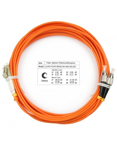 Шнур оптический duplex LC-FC 62,5/125 mm 10м LSZH Cabeus FOP-62-LC-FC-10m в Балашихе Патч-корды оптические Pintop.ru