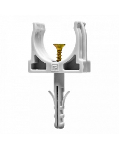 Крепеж-клипса с дюбелем и саморезом серая д25 (100шт/900шт уп/кор) Промрукав (PR13.0217) в Балашихе Держатели, клипсы, скобы Pintop.ru