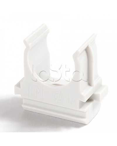 Крепёж-клипса для труб Полистирол белая д16 (100шт/2000шт уп/кор) Промрукав (PR.02716б) в Балашихе Держатели, клипсы, скобы Pintop.ru