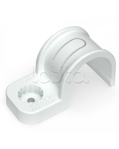 Крепеж-скоба пластиковая односторонняя для прямого монтажа белая в п/э д25 Промрукав (PR13.0378) в Балашихе Держатели, клипсы, скобы Pintop.ru