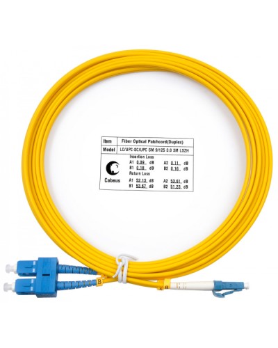 Шнур оптический duplex LC-SC 9/125 sm 3м LSZH Cabeus FOP(d)-9-LC-SC-3m в Балашихе Патч-корды оптические Pintop.ru