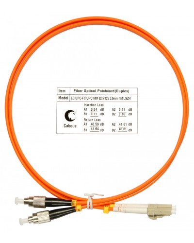 Шнур оптический duplex LC-FC 62,5/125 mm 1м LSZH Cabeus FOP-62-LC-FC-1m в Балашихе Патч-корды оптические Pintop.ru