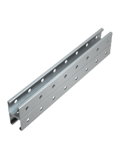 Страт-профиль двойной 41х41 L2900 мм s:2,5 (тройная перфорация) КМ-Профиль (2STPU41-41-2900 3P) в Балашихе Аксессуары для лотков Pintop.ru