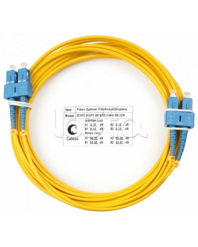 Шнур оптический duplex SC-SC 9/125 sm 7м LSZH Cabeus FOP(d)-9-SC-SC-7m в Балашихе Патч-корды оптические Pintop.ru