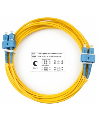 Шнур оптический duplex SC-SC 9/125 sm 5м LSZH Cabeus FOP(d)-9-SC-SC-5m в Балашихе Патч-корды оптические Pintop.ru