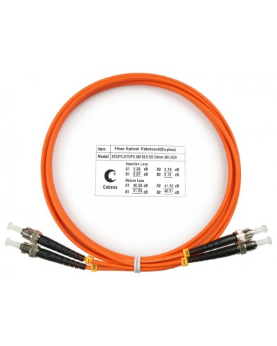 Шнур оптический duplex ST-ST 62,5/125 mm 2м LSZH Cabeus FOP-62-ST-ST-2m в Балашихе Патч-корды оптические Pintop.ru