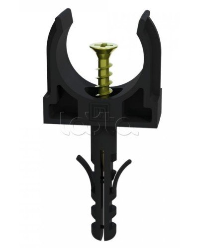 Крепеж-клипса с дюбелем и саморезом черная д16 в малой упаковке (10шт/900шт уп/кор) Промрукав (PR13.0311) в Балашихе Крепеж: Дюбели, шурупы, саморезы Pintop.ru