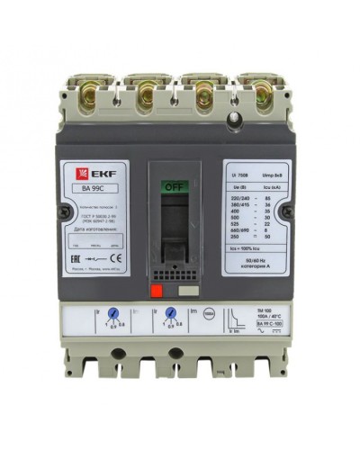 Выключатель автоматический ВА-99C (Compact NS) 100/ 16А 3P+N 36кА EKF PROxima (mccb99C-100-16+N) в Балашихе Электротехническое оборудование Pintop.ru