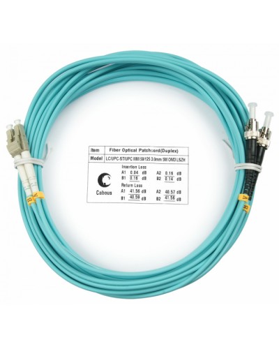Шнур оптический duplex LC-ST 50/125 mm OM3 10м LSZH Cabeus FOP-50-LC-ST-10m в Балашихе Патч-корды и пигтейлы Pintop.ru