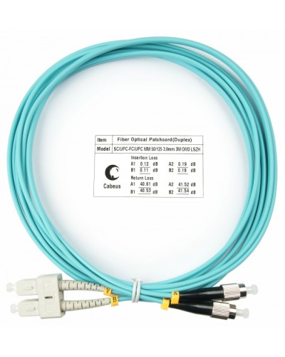 Шнур оптический duplex SC-FC 50/125 mm OM3 3м LSZH Cabeus FOP-50-SC-FC-3m в Балашихе Патч-корды и пигтейлы Pintop.ru