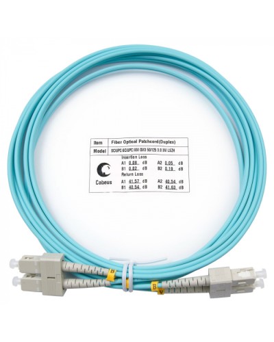 Шнур оптический duplex SC-SC 50/125 mm OM3 3м LSZH Cabeus FOP-50-SC-SC-3m в Балашихе Патч-корды и пигтейлы Pintop.ru