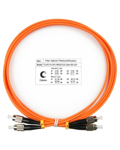Шнур оптический duplex FC-FC 62,5/125 mm 2м LSZH Cabeus FOP-62-FC-FC-2m в Балашихе Патч-корды оптические Pintop.ru