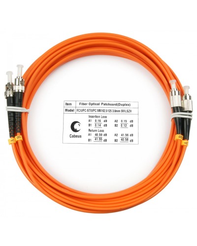 Шнур оптический duplex FC-ST 62,5/125 mm 15м LSZH Cabeus FOP-62-FC-ST-15m в Балашихе Патч-корды оптические Pintop.ru