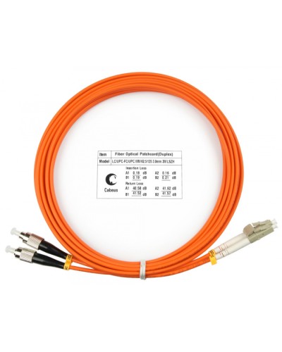 Шнур оптический duplex LC-FC 62,5/125 mm 3м LSZH Cabeus FOP-62-LC-FC-3m в Балашихе Патч-корды оптические Pintop.ru