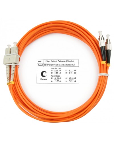 Шнур оптический duplex SC-FC 62,5/125 mm 15м LSZH Cabeus FOP-62-SC-FC-15m в Балашихе Патч-корды оптические Pintop.ru