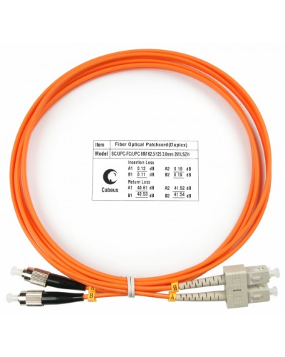 Шнур оптический duplex SC-FC 62,5/125 mm 2м LSZH Cabeus FOP-62-SC-FC-2m в Балашихе Патч-корды оптические Pintop.ru