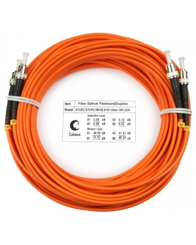 Шнур оптический duplex ST-ST 62,5/125 mm 20м LSZH Cabeus FOP-62-ST-ST-20m в Балашихе Патч-корды оптические Pintop.ru