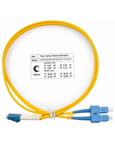 Шнур оптический duplex LC-SC 9/125 SM 1 м LSZH Cabeus FOP(d)-9-LC-SC-1M в Балашихе Патч-корды оптические Pintop.ru