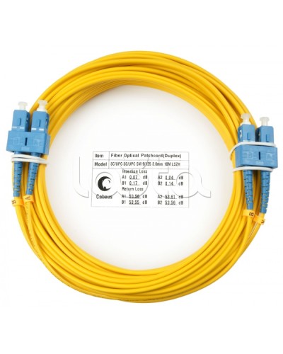 Шнур оптический duplex SC-SC 9/125 SM 25 м LSZH Cabeus FOP(d)-9-SC-SC-25M в Балашихе Патч-корды оптические Pintop.ru