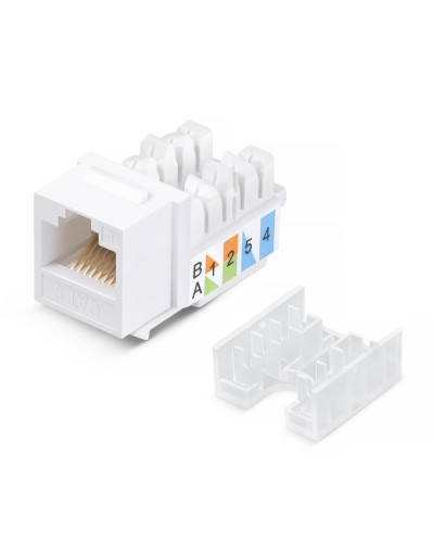Вставка Keystone Jack RJ-45, категория 6, заделка тип 110, белая, со стяжкой Cabeus KJ-RJ45-Cat.6-90-SW в Балашихе Модули Keystone Pintop.ru