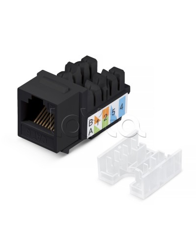 Вставка Keystone Jack RJ-45, категория 6, заделка тип 110, черная, со стяжкой Cabeus KJ-RJ45-Cat.6-90-SW-BK в Балашихе Модули Keystone Pintop.ru