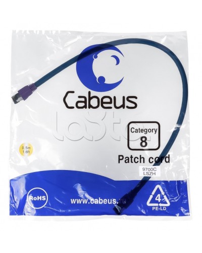 Патч-корд S/FTP Cabeus PC-SSTP-RJ45-Cat.8-0.5m-LSZH в Балашихе Патчкорды (медные) Pintop.ru