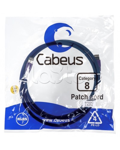Патч-корд S/FTP Cabeus PC-SSTP-RJ45-Cat.8-1.5m-LSZH в Балашихе Патчкорды (медные) Pintop.ru