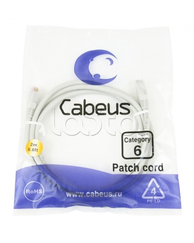 Шнур коммутационный 2xRJ-45/8P8C U/UTP кат.6 (1.5 м) Cabeus PC-UTP-RJ45-Cat.6-1.5m в Балашихе Патчкорды (медные) Pintop.ru