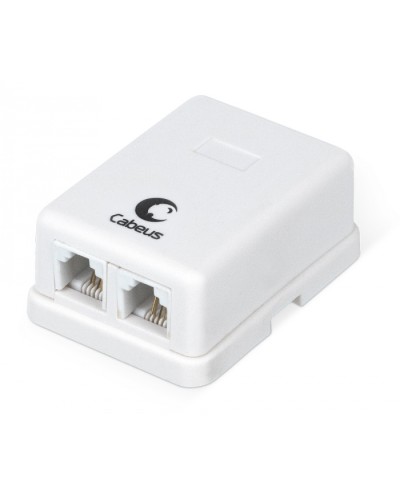 Розетка телефонная RJ-12(6P4C), двойная, внешняя, белая Cabeus WS-6P4C-TEL-2 в Балашихе Розетки компьютерные и телефонные Pintop.ru