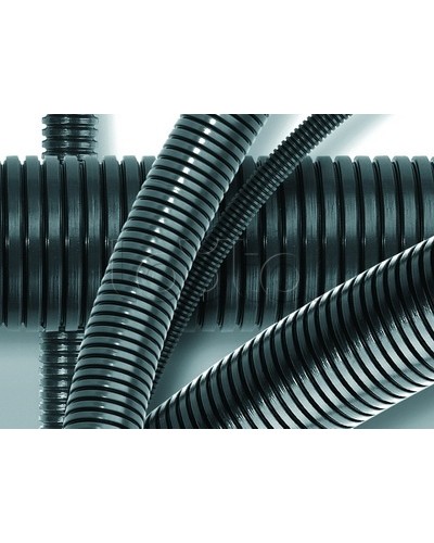 Труба ПА 6 гибкая гофр. д.40мм, ПВ-0, без протяжки, 20м, цвет тёмно-серый DKC 80040 в Балашихе Труба гофрированная Pintop.ru