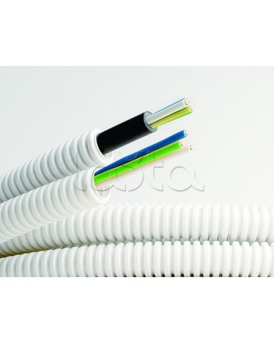 Электротруба ПВХ гибкая гофр. д.20мм, цвет серый, с кабелем ВВГнг(А)-LS 3х2,5мм² РЭК ГОСТ+, 100м DKC 9S920100 в Балашихе Труба гофрированная Pintop.ru