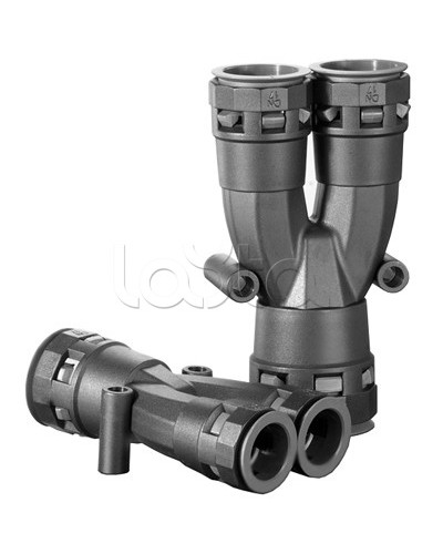 Разветвитель DN 1х23 + 2х17 мм, полиамид, цвет черный DKC PAY231717N в Балашихе Повороты, муфты, тройники Pintop.ru